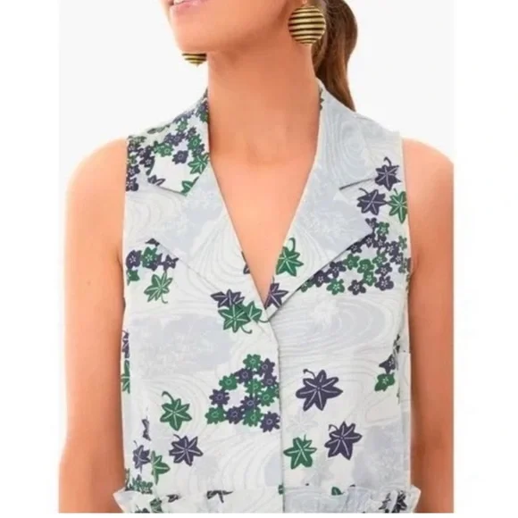 Tuckernuck Royal Shirtdress Coastal Preppy Province Breeze Floral Print Blue S - Picture 13 of 15
